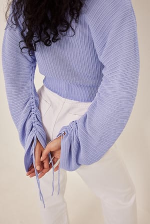 Lilac Fine Knitted Drawstring Detail Sweater