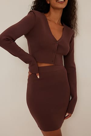 Brown Minifalda de punto fino y talle alto