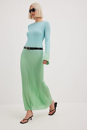Fine Knitted Ombe Maxi Dress Outfit.