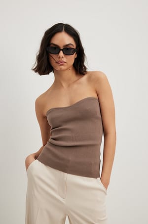 Taupe Fine Knitted Tube Top