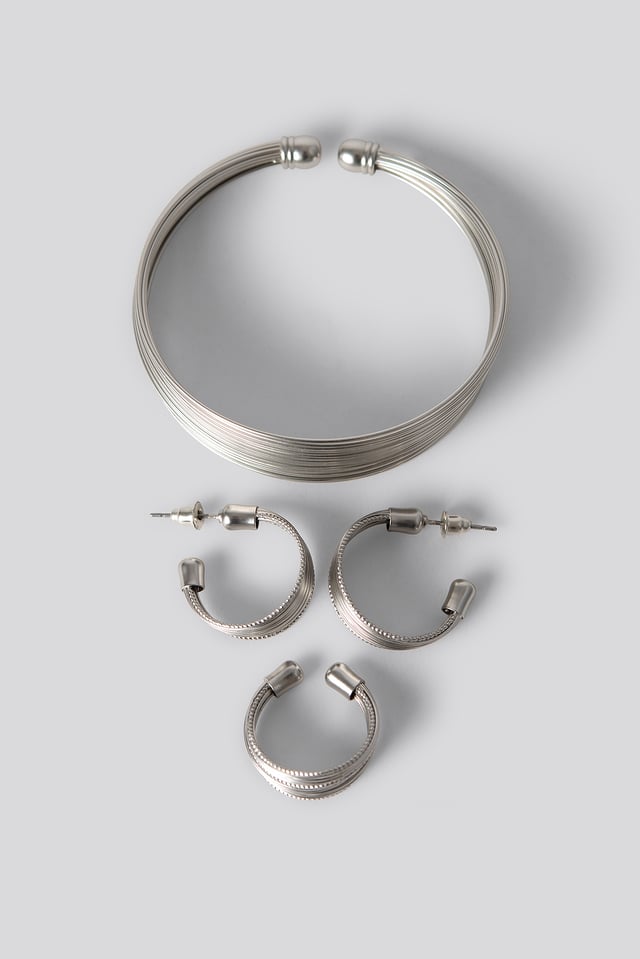 Fine Layered Jewellery Set Silver