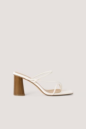 Fine Strappy Block Heel Sandals White | NA-KD