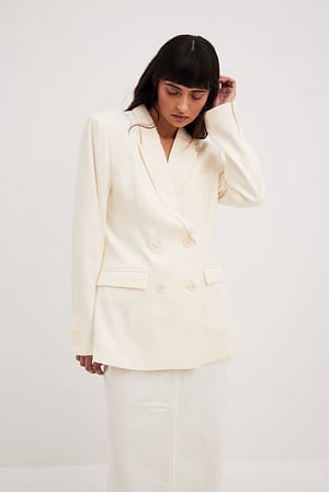 White Getailleerde double-breasted blazer
