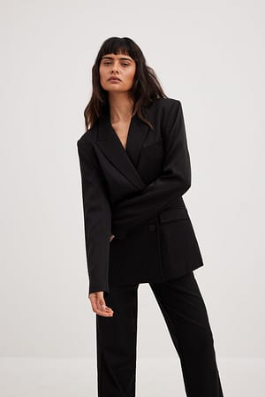 Black Fitted Double Breasted Blazer