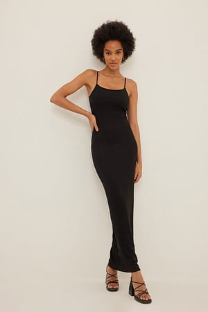 Black Fitted Double Seam Dress