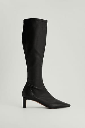 Black Fitted Knee High Boots