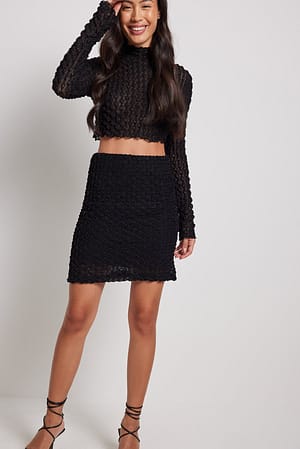 Black Fitted Structured Mini Skirt