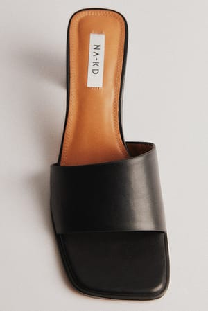 Black Flared Block Heel Sandals