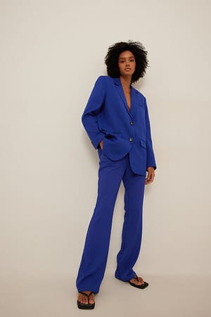 Blue Recycled Flared High Waist Suit Pants
