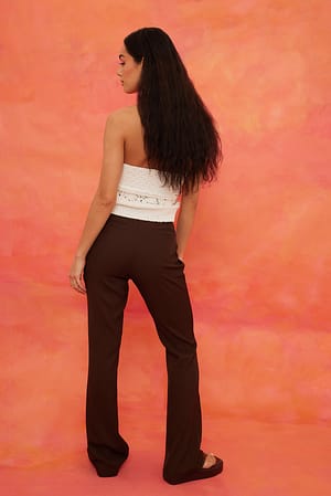 Brown Flared High Waist Suit Pants