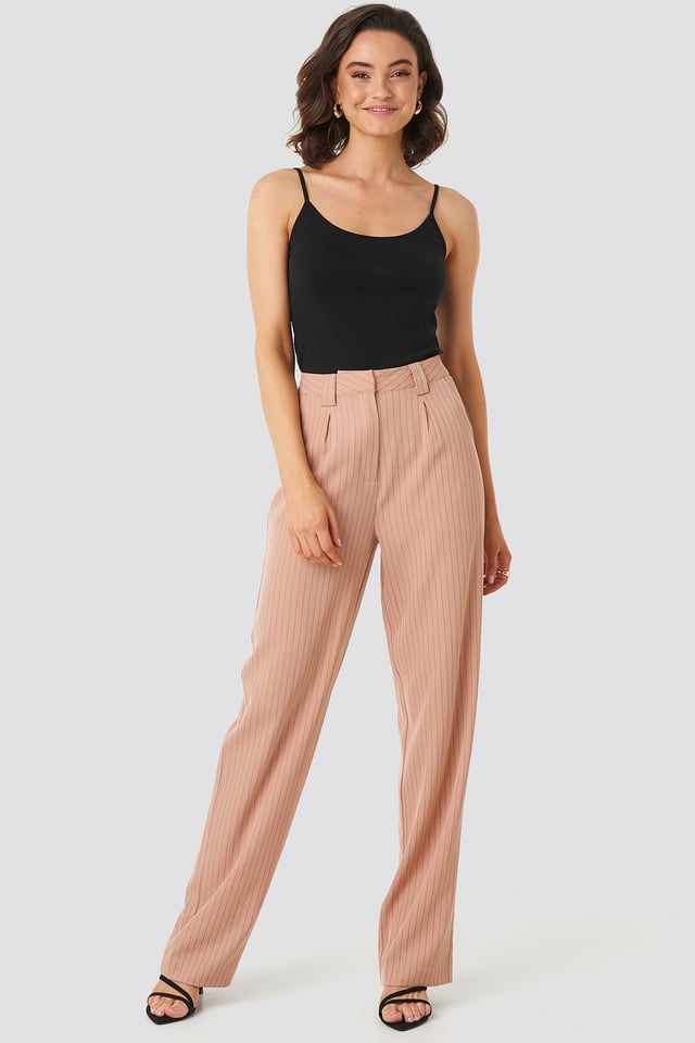 Flared Striped Pants Dusty Pink