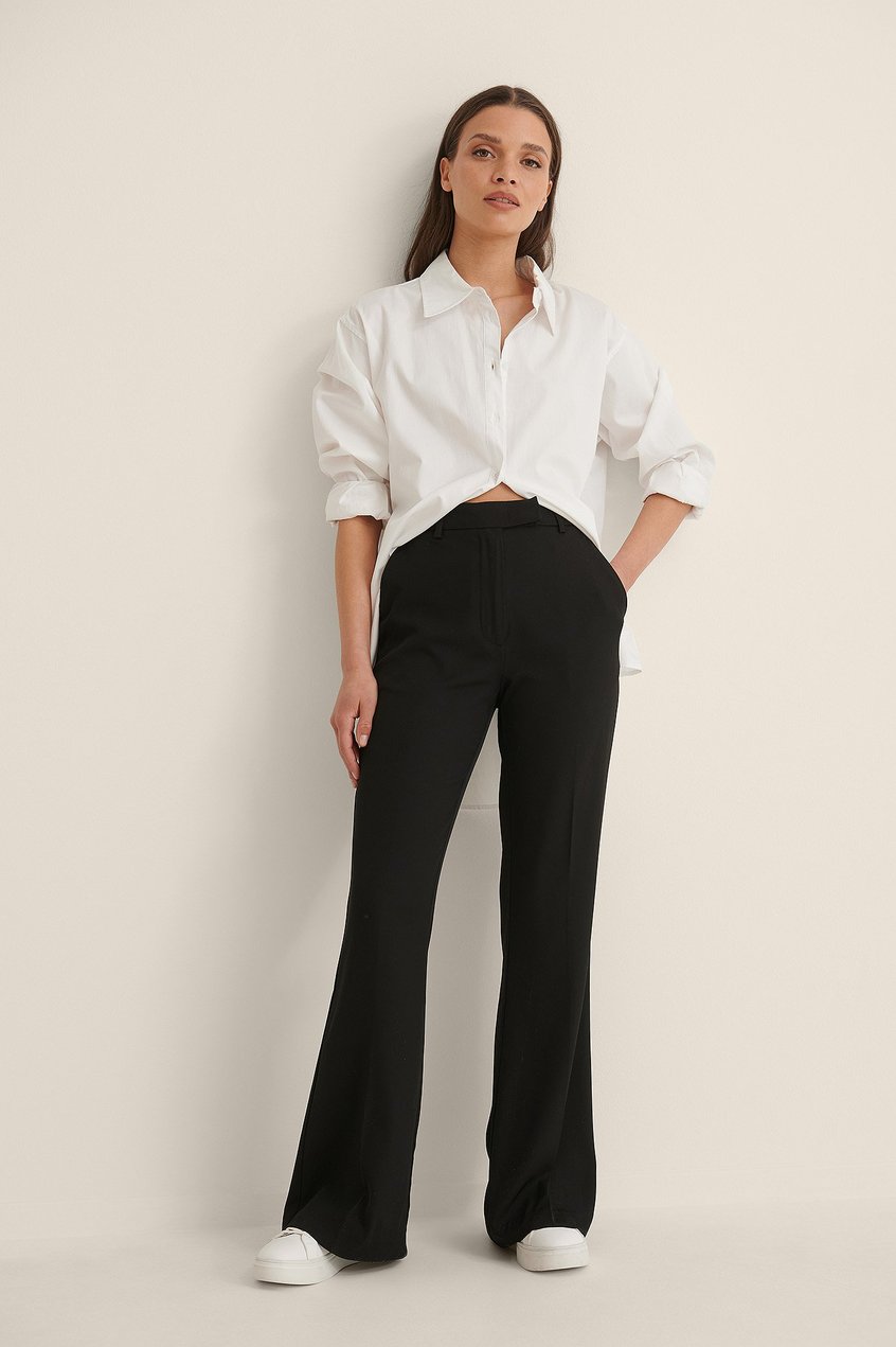 Hosen Hosen mit hoher Taille | Anzughose Mit Falte Vorne Und Ausgestellten Beinen - MN86499