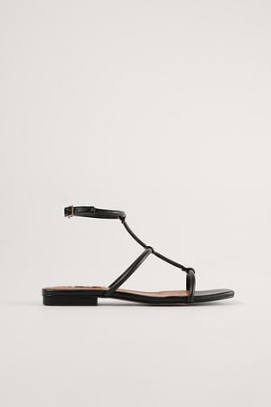 Black Flat Gladiator Sandals