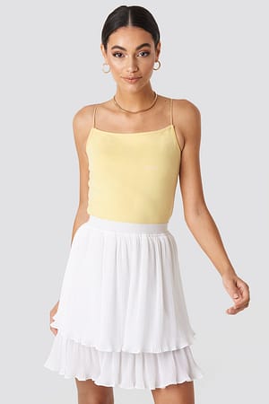 White Flounce Mini Pleated Skirt