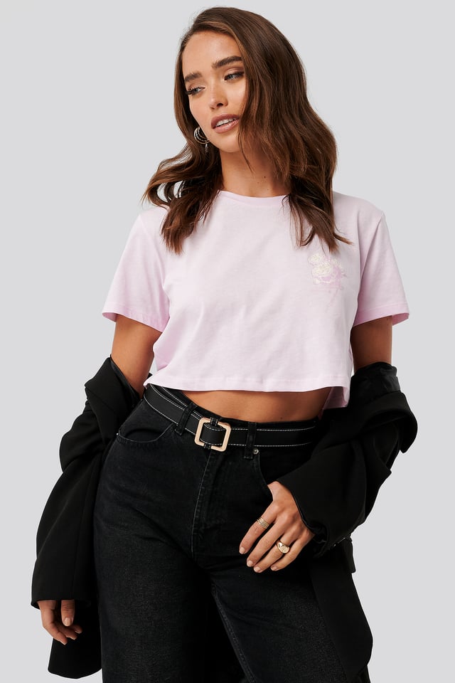 Flower Cropped Tee Dusty Purple