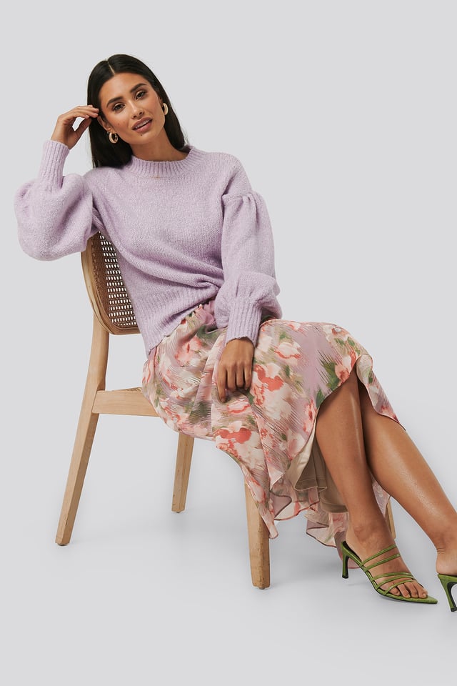 Flowy Chiffon Skirt Pink Flower