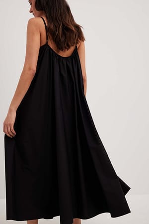 Black Zwiewna bawełniana sukienka midi