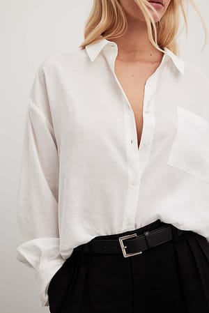 White Flowy LS Modal Shirt
