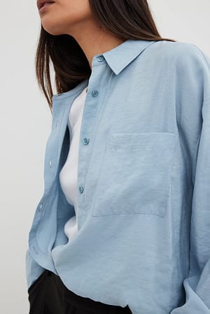 Blue Flowy LS Modal Shirt