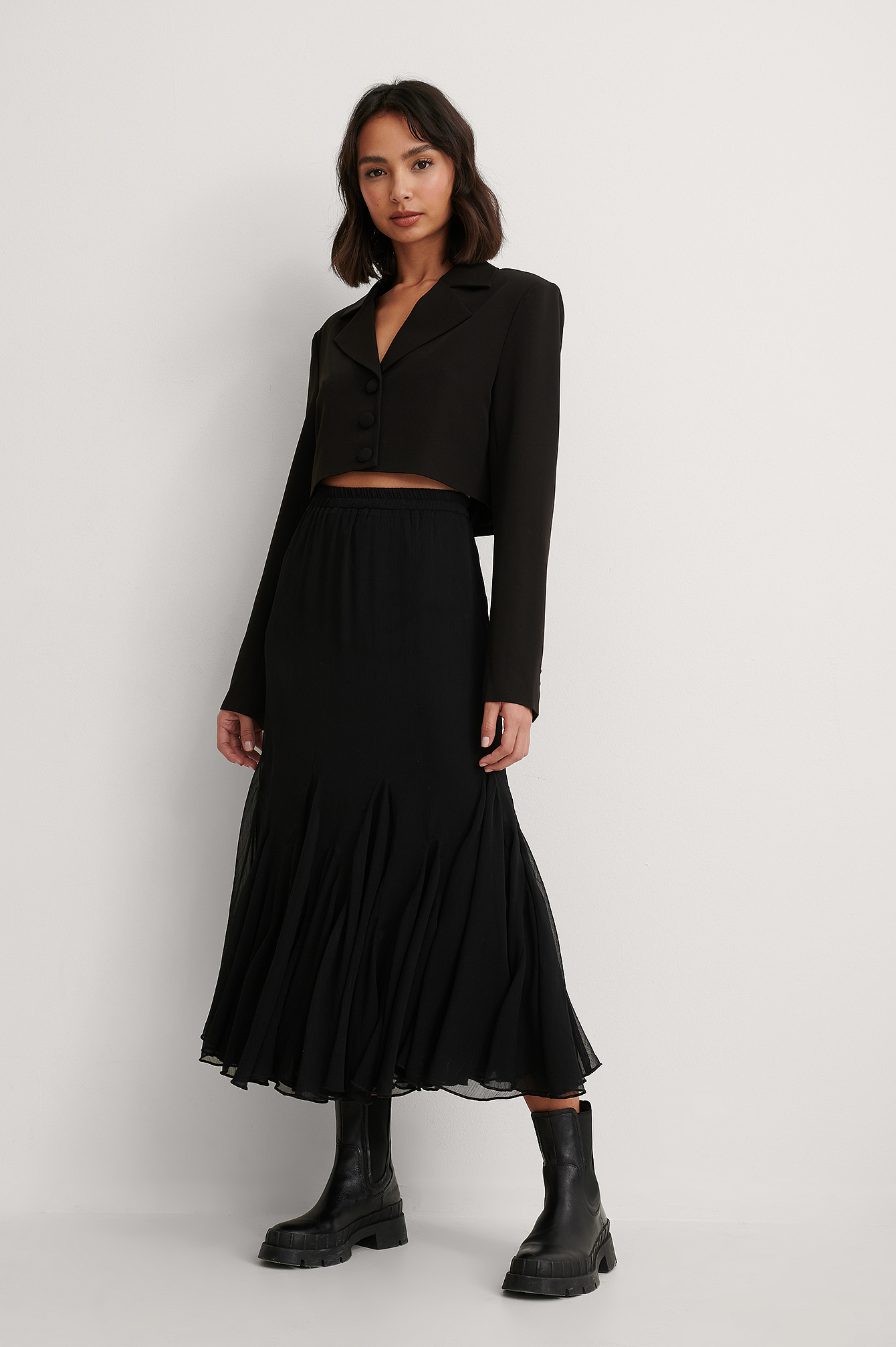 Flowy Midi Skirt Black | na-kd.com