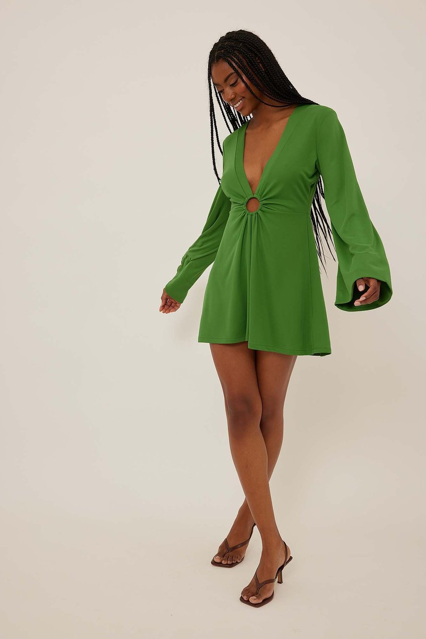 Kleider Sommerkleider | langärmeliges Minikleid mit Ringdetails - FG98673