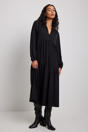 Black Zwiewna sukienka midi