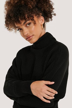 Black NA-KD Folded Knitted Sweater