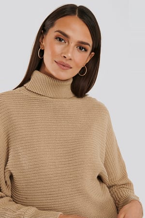 Beige NA-KD Folded Knitted Sweater