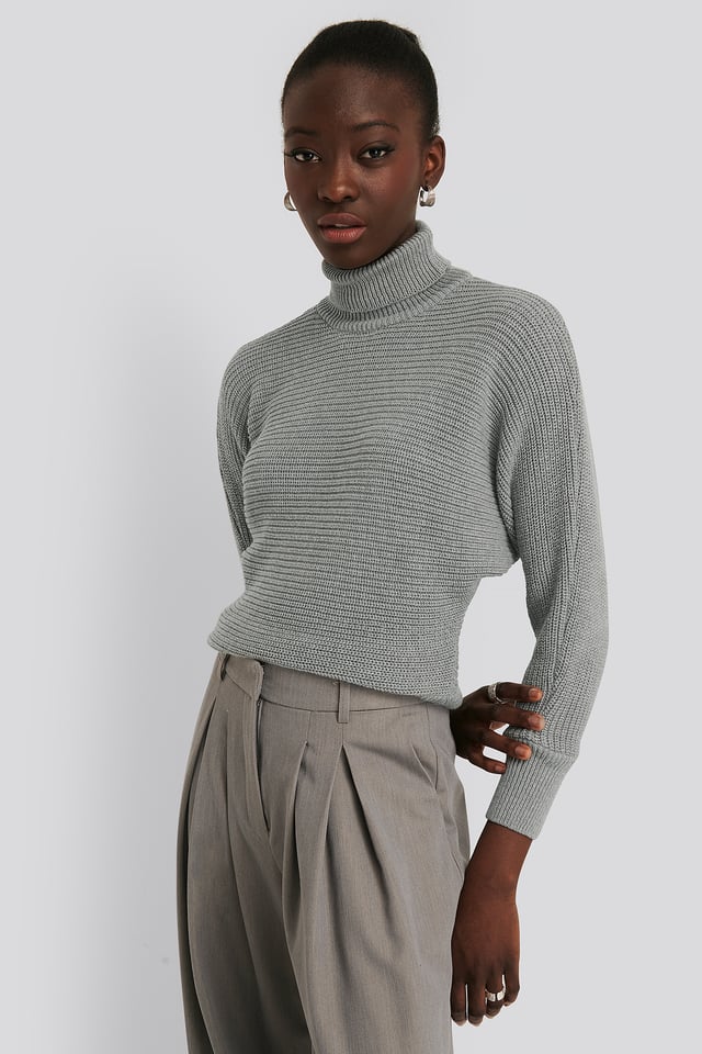 Folded Knitted Sweater Grey
