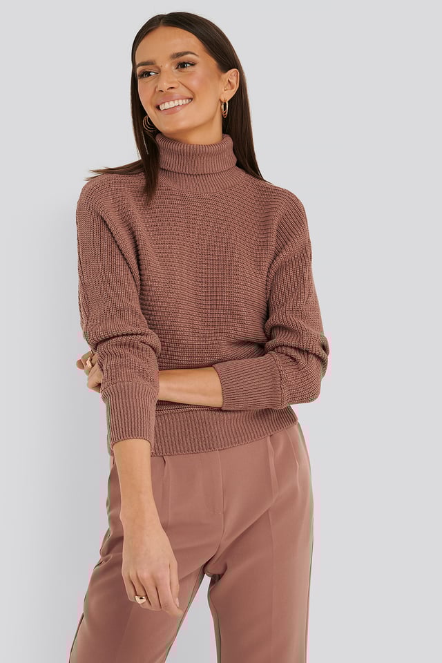 Folded Knitted Sweater Dusty Dark Pink