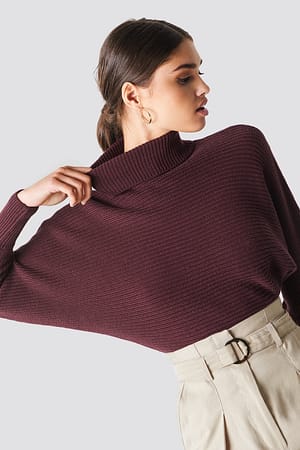 Burgundy NA-KD Folded Knitted Sweater