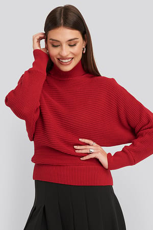 Poppy Red NA-KD Folded Knitted Sweater