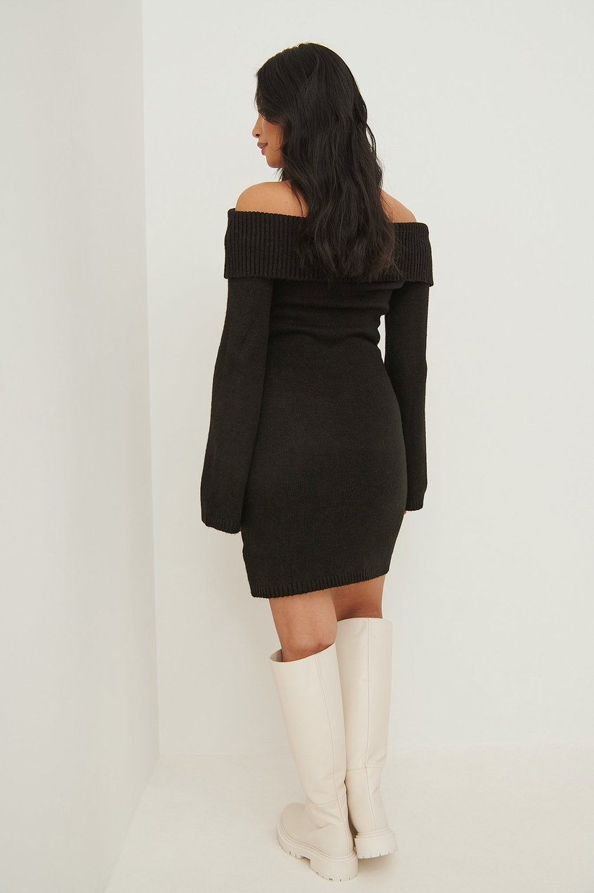 Kleider Herbstkleider | Schulterfreies Strick-Minikleid mit Faltendetails - ON27250