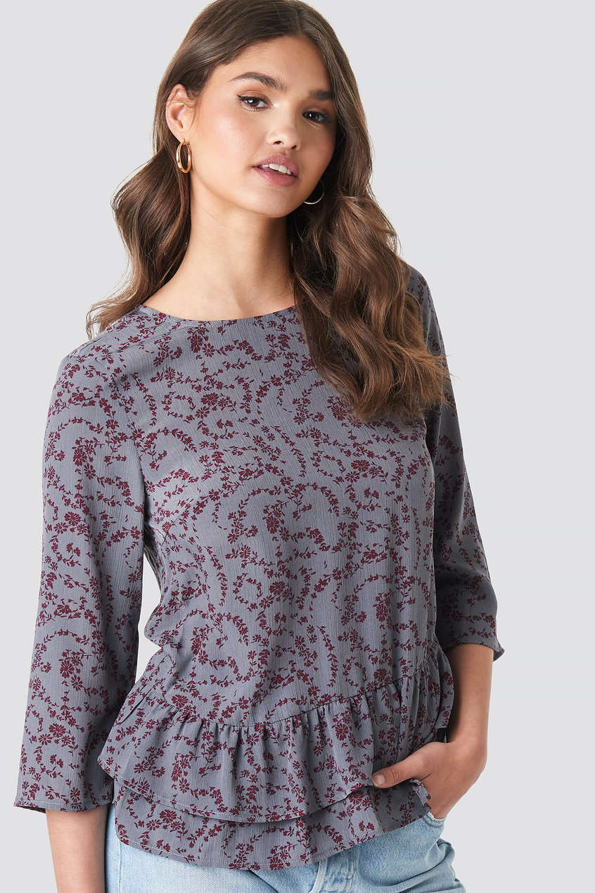 Chemises | Blouses Shirts & Blouses | Frill Flower Printed Blouse - GP87871
