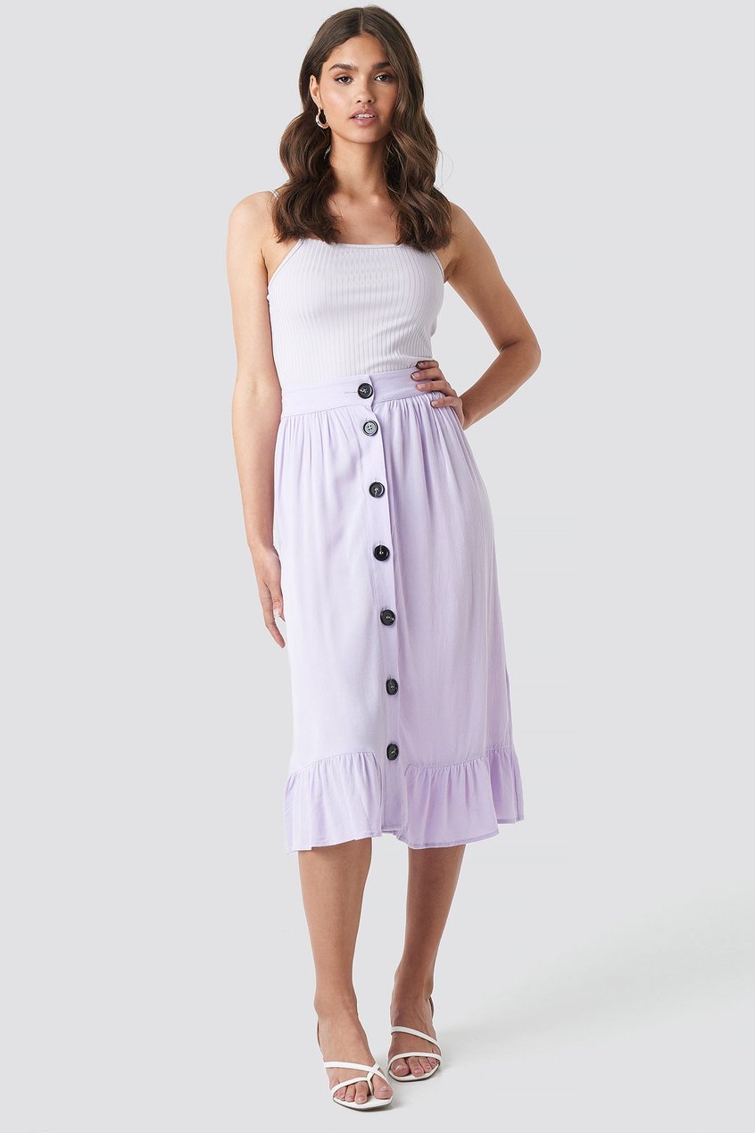Jupes Skirts | Frill Hem Front Button Skirt - JK88925