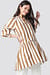Frill Neck Striped Midi Dress