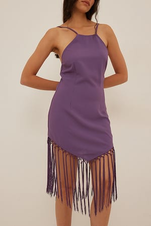Purple Frills Detail Bottom Dress
