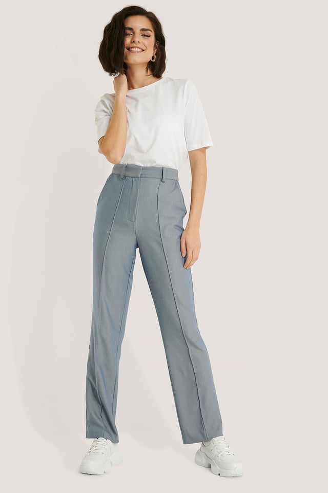 Front Creased Suit Pants Light Blue