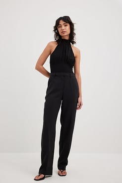 Front Draped Tie Top Outfit