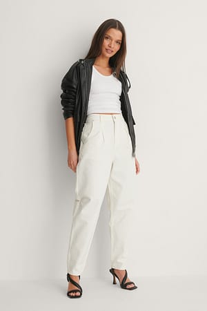 White Front Pleat Cocoon Jeans
