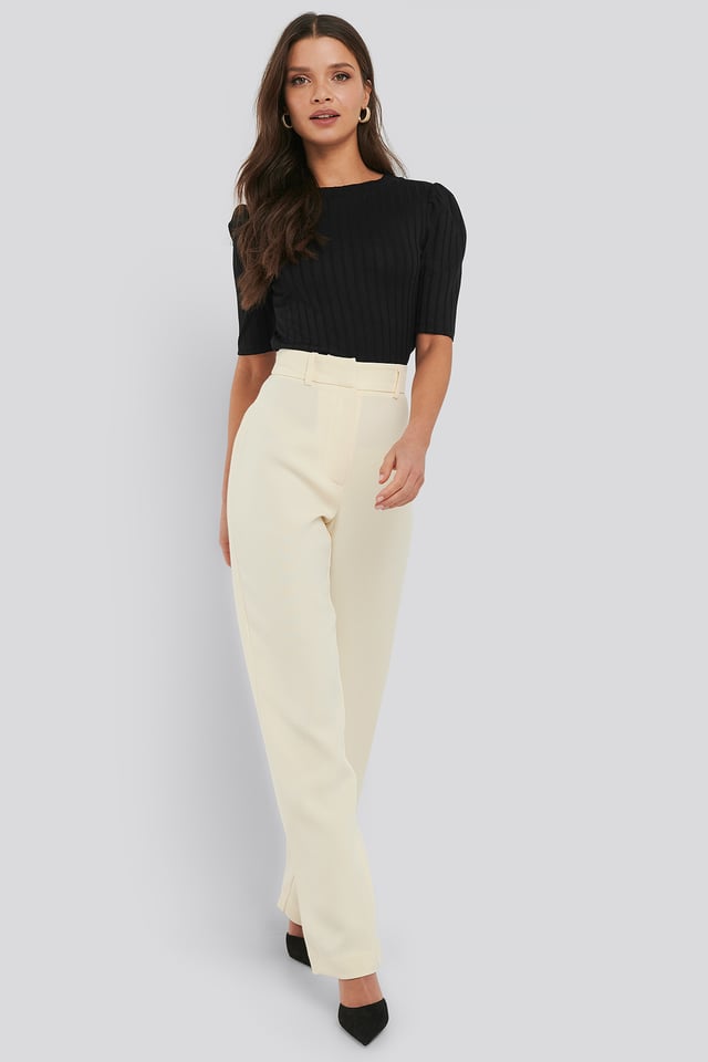 Front Pleat Suit Pants Cream