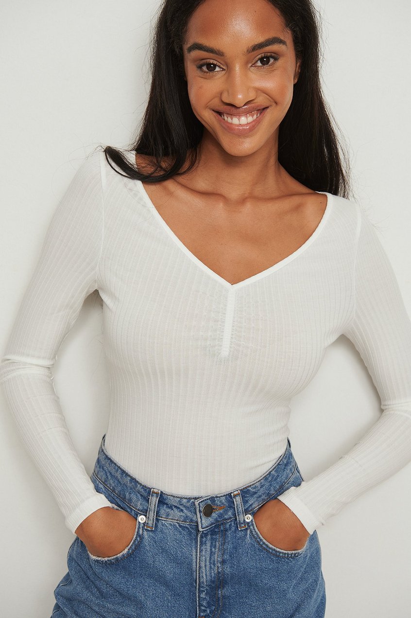 T-shirts | Tops Tops manches longues | Front Ruched Ribbed Top - FV96330