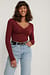 Front Ruched Ribbed Top