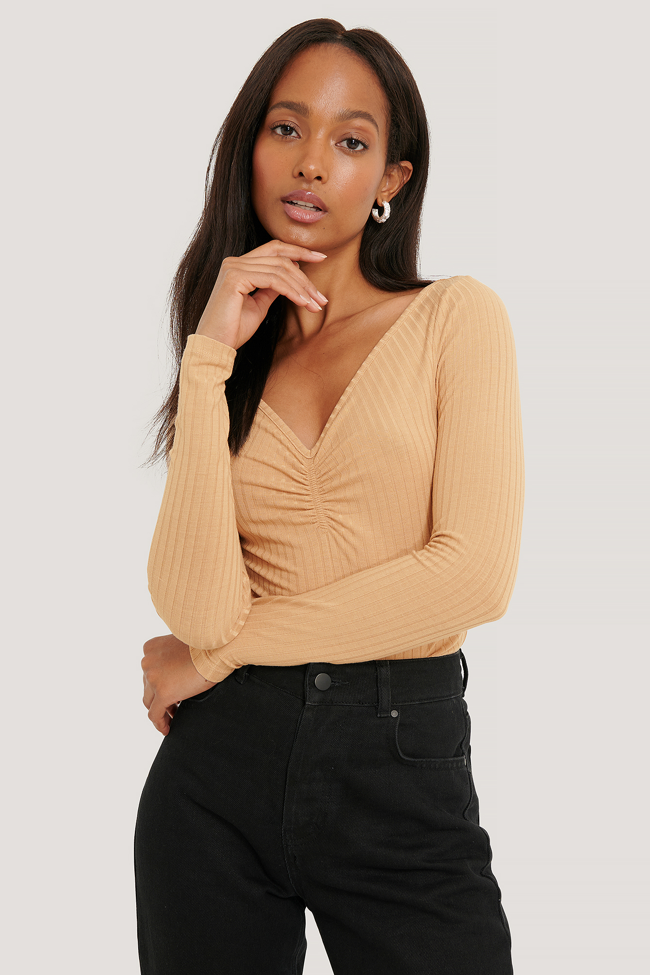 ruched ribbed top