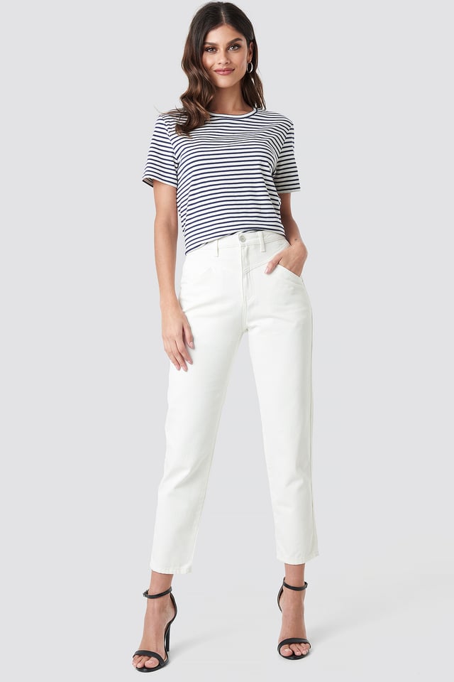 Front Yoke Jeans White
