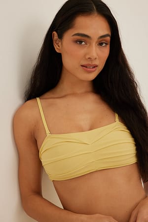 Dusty Yellow Gathered Bandeau Bikini Top