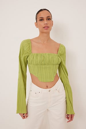 Lime Korset blouse met ingerimpelde buste
