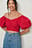 Gathered Front Puff Sleeve Cotton Top