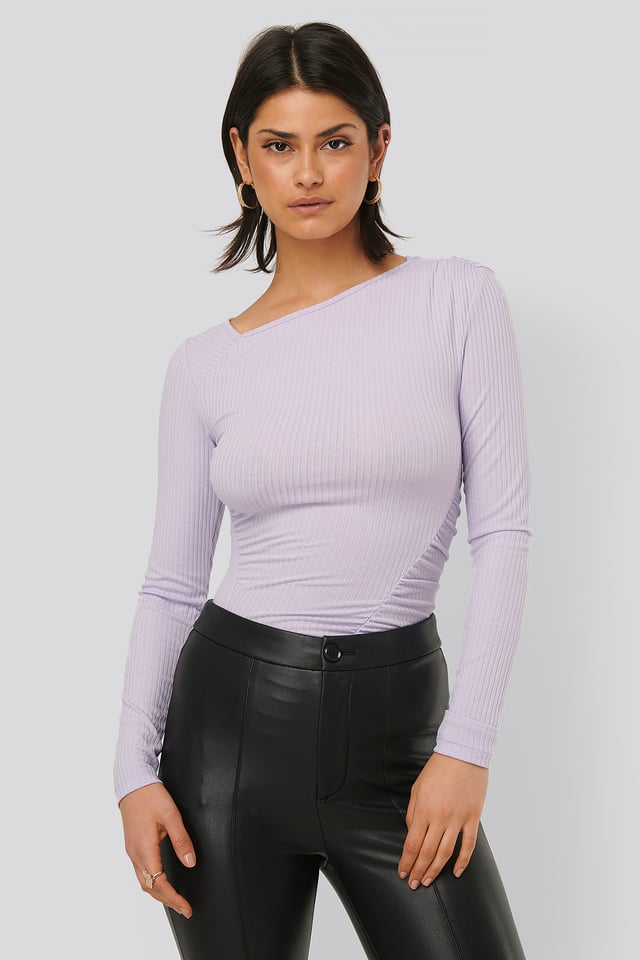 Gathered Jersey Top Lilac