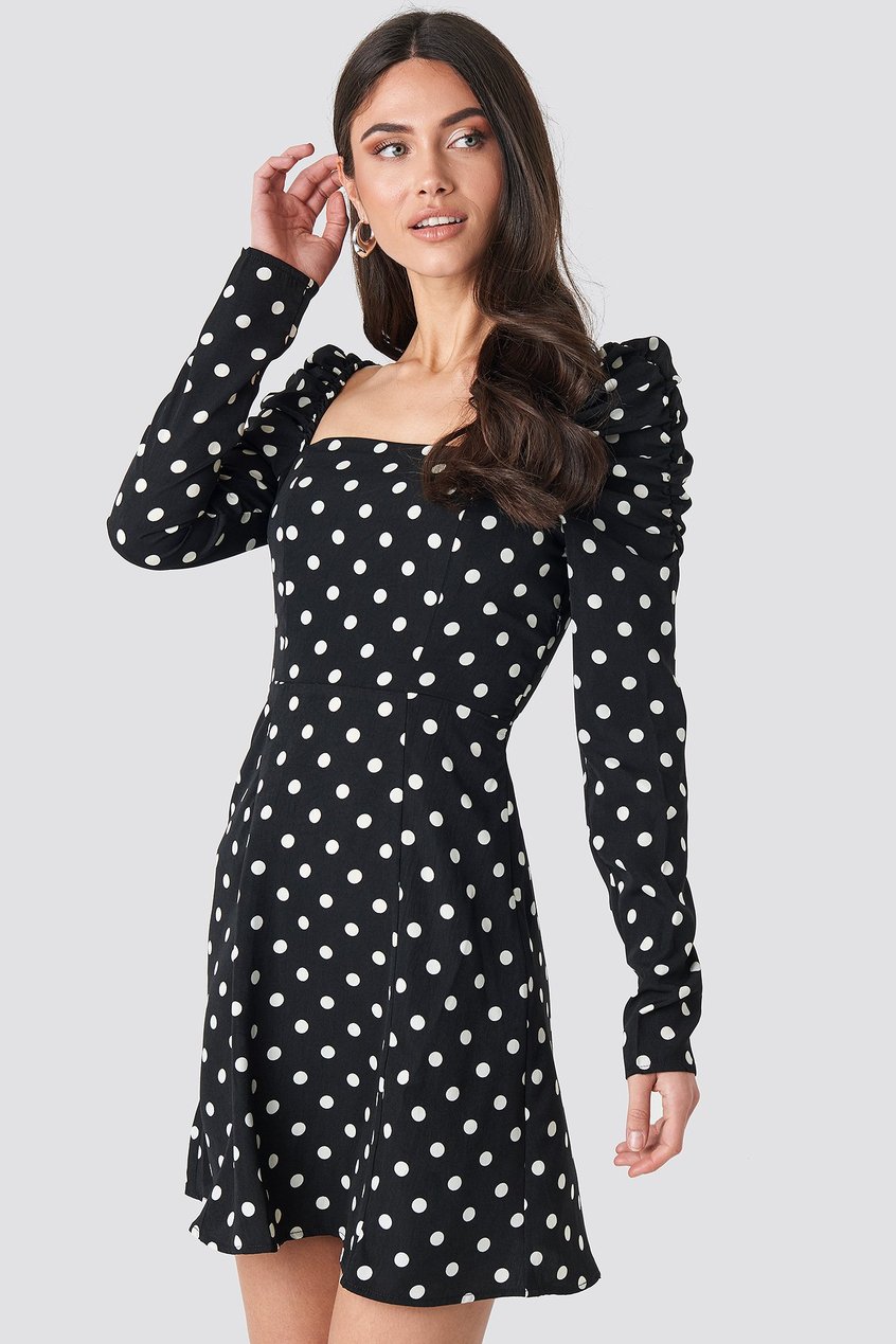 Robes Robes Manches Longues | Gathered Puff Sleeve Mini Dress - RM83141